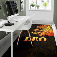 Sun In Leo Zodiac Area Rug Polynesian Tattoo Simple - Orange Black - Polynesian Pride