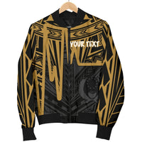 Pohnpei Personalised Men's Bomber Jacket - Pohnpei Seal In Heartbeat Patterns Style (Gold) - Polynesian Pride