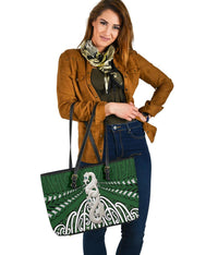 Maori Moko Tattoo Large Leather Tote, Manaia Pounamu - Polynesian Pride
