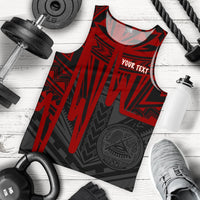 American Samoa Personalised Men's Tank Top - Seal With Polynesian Pattern Heartbeat Style (Red) - Polynesian Pride