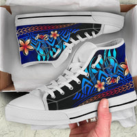 Yap High Top Shoes Blue - Vintage Tribal Mountain - Polynesian Pride