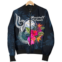 Marshall Islands Polynesian Men's Bomber Jacket - Tropical Flower - Polynesian Pride