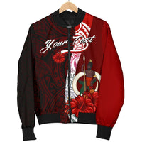 Vanuatu Polynesian Custom Personalised Men's Bomber Jacket - Coat Of Arm With Hibiscus - Polynesian Pride