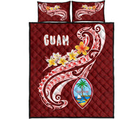 Guam Quilt Bed Set - Guam Seal Polynesian Patterns Plumeria (Red) - Polynesian Pride