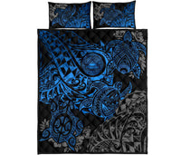 American Samoa Polynesian Quilt Bed Set - American Samoa Blue Seal Turtle - Polynesian Pride