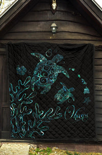 Hawaii Turtle Ohana Paua Shell Premium Quilt - Polynesian Pride