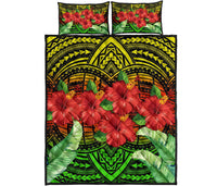 Hawaii Hibiscus Tropical Polynesian Tribal Quilt Bed Set - Suri Style - AH - Polynesian Pride
