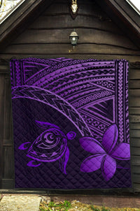 Hawaii Quilt - Hawaii Turtle Plumeria Quilt Purple - Polynesian Pride