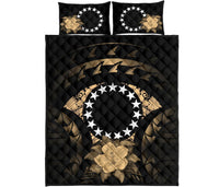 Cook Islands Polynesian Quilt Bed Set Hibiscus Gold - Polynesian Pride