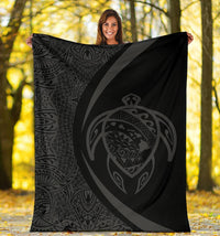 Hawaii Turtle Map Polynesian Premium Blanket - Gray - Circle Style - Polynesian Pride