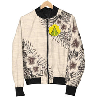(Sivage) Wallis and Futuna Men's Bomber Jacket - The Beige Hibiscus - Polynesian Pride