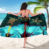 Hawaii Map Turtle Hibiscus Polynesian Luxury Sarong - Honu Ohana - Polynesian Pride