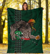 Kakau Blue Hawaii Warrior Football Premium Blanket - Polynesian Pride
