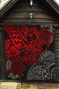 Guam Polynesian Premium Quilt - Red Turtle Flowing - Polynesian Pride