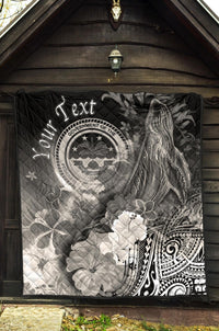 Federated States of Micronesia Custom Personalised Premium Quilts - Humpback Whale with Tropical Flowers (White) - Polynesian Pride