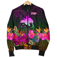 Papua New Guinea Men's Bomber Jacket - Summer Hibiscus - Polynesian Pride