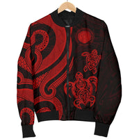Northern Mariana Men's Bomber Jacket - Tentacle Turtle Red - Polynesian Pride