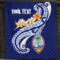 Guam Personalised Premium Quilt - Guam Seal Polynesian Patterns Plumeria (Blue) - Polynesian Pride