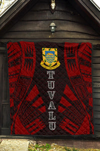 Tuvalu Premium Quilt - Tuvalu Coat Of Arms Polynesian Red Tattoo - Polynesian Pride