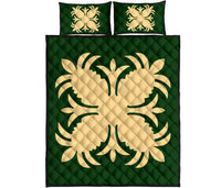Hawaiian Quilt Bed Set Royal Pattern - Green - A2 Style - Polynesian Pride