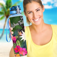 Nauru Custom Personalised Hydro Tracking Bottle - Turtle Plumeria Banana Leaf - Polynesian Pride