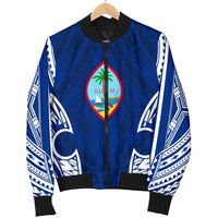 Guam Polynesian Men's Bomber Jacket - Pattern With Seal Blue Version Blue - Polynesian Pride
