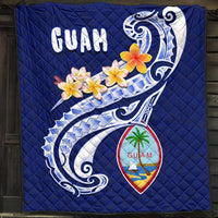 Guam Premium Quilt - Guam Seal Polynesian Patterns Plumeria (Blue) - Polynesian Pride