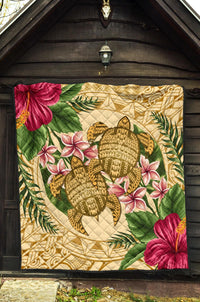 Hawaii Premium Quilt - Turtle Strong Pattern Hibiscus Plumeria AH - Polynesian Pride