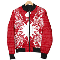 Nauru Polynesian Men's Bomber Jacket Map Red White - Polynesian Pride