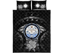 Marshall Islands Polynesian Quilt Bed Set Hibiscus Gray - Polynesian Pride