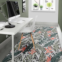 Tropical Palm Leaves And Flowers Rug - Polynesian Pride