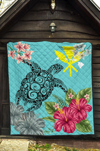 Hawaii Kanaka Turtle Hibiscus Plumeria Tropical Style - Premium Quilt AH - Polynesian Pride