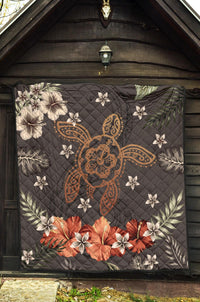 Hawaii Turtle Polynesian Hibiscus Kanaka Style Tropical - Premium Quilt AH - Polynesian Pride
