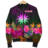 Nauru Personalised Men's Bomber Jacket - Summer Hibiscus - Polynesian Pride