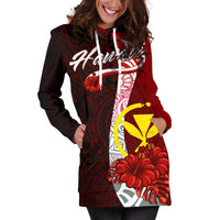 Hawaii Polynesian Hoodie Dress - Coat Of Arm With Hibiscus - Polynesian Pride
