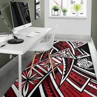 New Caledonia Area Rug - Tribal Flower Special Pattern Red Color - Polynesian Pride
