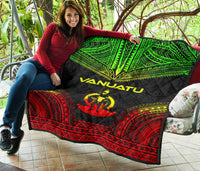 Vanuatu Premium Quilt - Vanuatu Coat Of Arms Polynesian Chief Reggae Version - Polynesian Pride