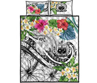 Polynesian Samoa Quilt Bed Set - Summer Plumeria (White) - Polynesian Pride
