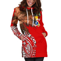 Tonga Women's Hoodie Dress - Polynesian Palm Tree Flag - Polynesian Pride