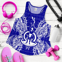 Vanuatu Polynesian Women Tank Top Map Blue - Polynesian Pride