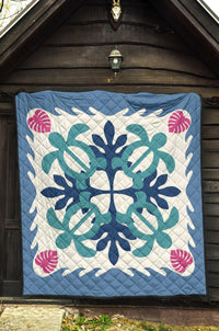 Hawaiian Turtle Pattern Premium Quilt - Pastel - Argu Style - AH - Polynesian Pride