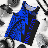 (Custom Personalised Text) Samoa Men Tank Tops - Samoa Coat Of Arm Blue Blue - Polynesian Pride