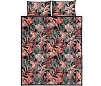 Hawaii Quilt Bed Set Seamless Tropical Flower Plant Leaf Pattern Background Retro Botanical Style AH - Polynesian Pride