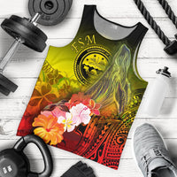 Federated States of Micronesia Men's Tank Top - Humpback Whale with Tropical Flowers (Yellow) Yellow - Polynesian Pride
