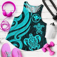 Polynesian Hawaii (Kanaka Maoli) Women Racerback Tank - Turquoise Tentacle Turtle - Polynesian Pride
