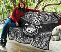 Federated States Of Micronesia Premium Quilt - FSM Seal Polynesian Chief Black Version - Polynesian Pride