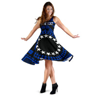 Cook Island Personalised Midi Dress - Seal With Polynesian Tattoo Style ( Blue) - Polynesian Pride