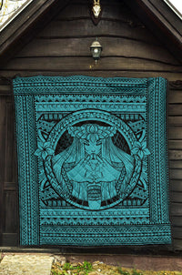 Hawaii Polynesian Pele Kanaka Premium Quilt Blue - Polynesian Pride