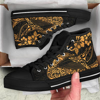 Polynesian Hawaii High Top Shoes - Polynesian Golden Humpback Whale - Polynesian Pride