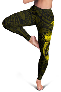 Hawaii Turtle Shark Polynesian Leggings - Yellow - Polynesian Pride
